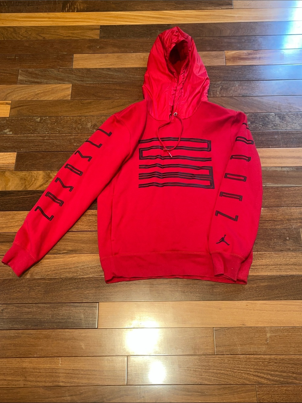Jordan Red Hoodie with Black Graphic Accents